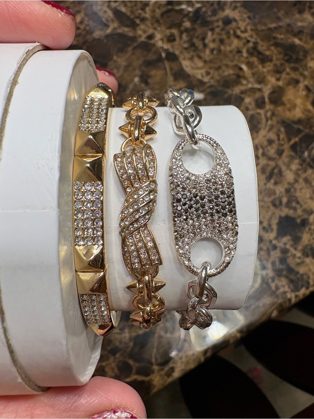 Gold and Silver Crystal Link Bracelets - Women's Jewelry